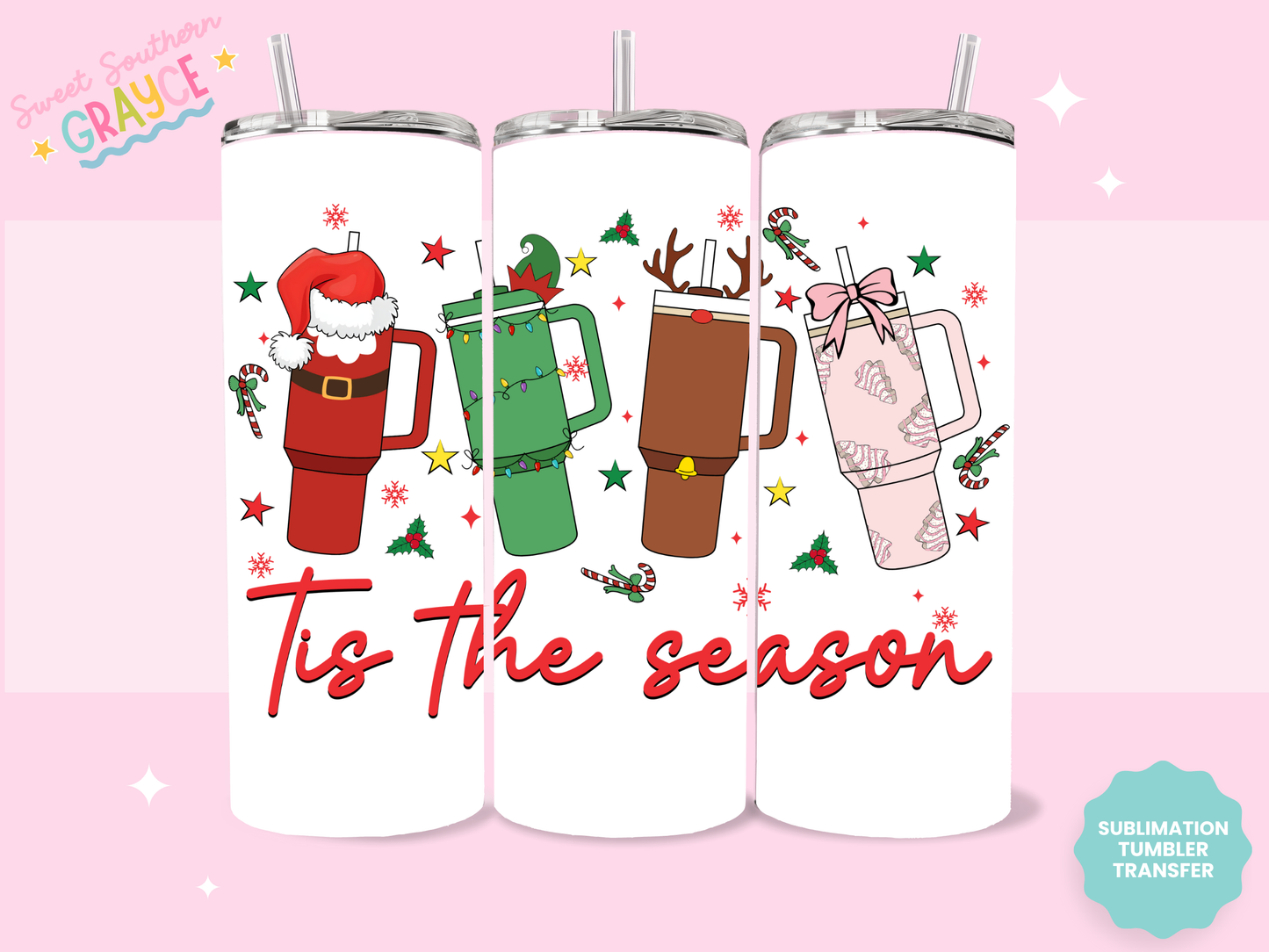 20oz SUBLIMATION TRANSFER - TIS THE SEASON TUMBLERS