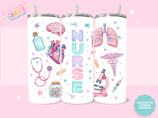 20oz SUBLIMATION TRANSFER- PASTEL NURSE THINGS