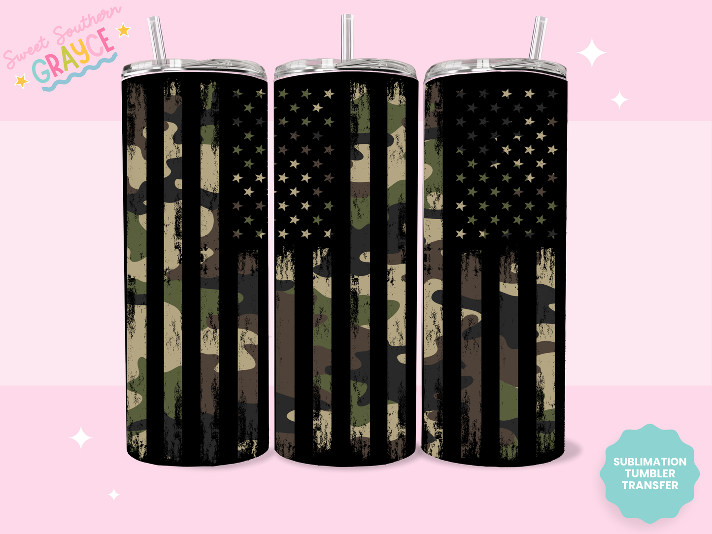 20oz SUBLIMATION TRANSFER - CAMO FLAG