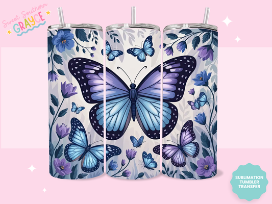 20oz SUBLIMATION TRANSFER- BLUE PURPLE BUTTERFLY