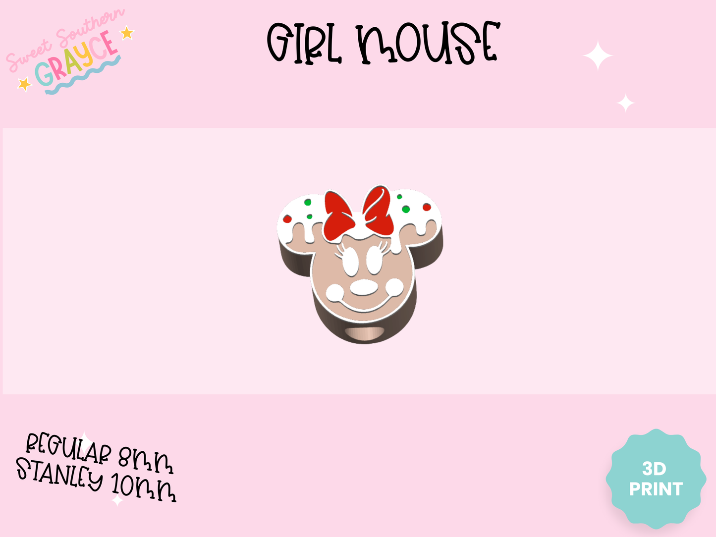 3D STRAW TOPPER- GIRL MOUSE