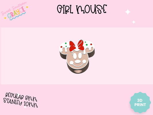 3D STRAW TOPPER- GIRL MOUSE