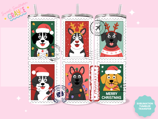 20oz SUBLIMATION TRANSFER - CHRISTMAS DOGGIE STAMPS