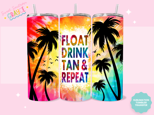 20oz SUBLIMATION TRANSFER - FLOAT DRINK TAN REPEAT