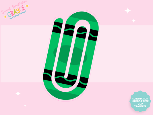 JUMBO PAPER CLIP SUB TRANSFER - GREEN CRAYON