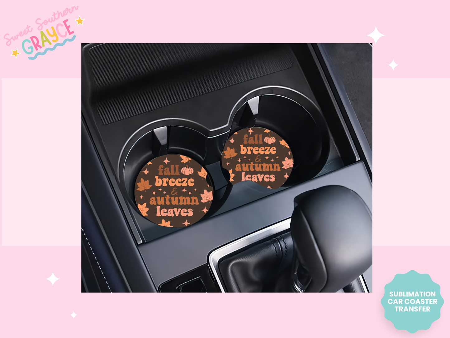 CAR COASTER SUBLIMATION TRANSFER - FALL BREEZE