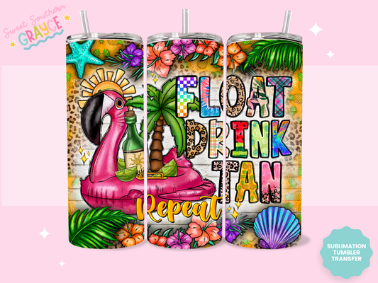 20oz SUBLIMATION TRANSFER - FLOAT DRINK TAN REPEAT FLOAT