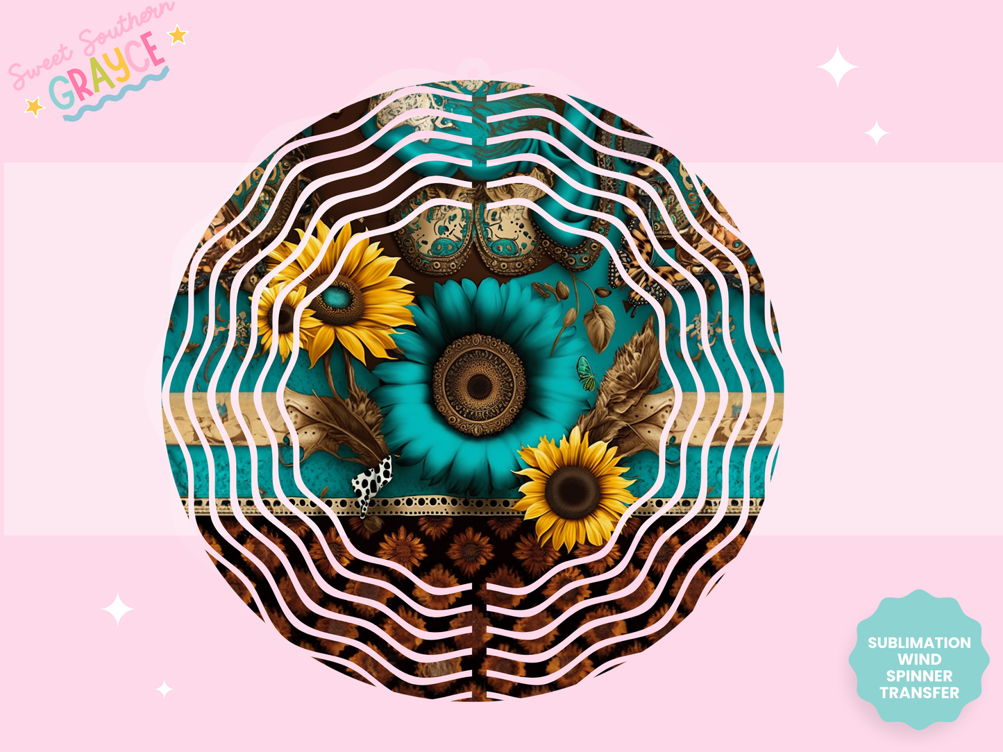 WIND SPINNER SUB TRANSFER - TURQ SUNFLOWERS
