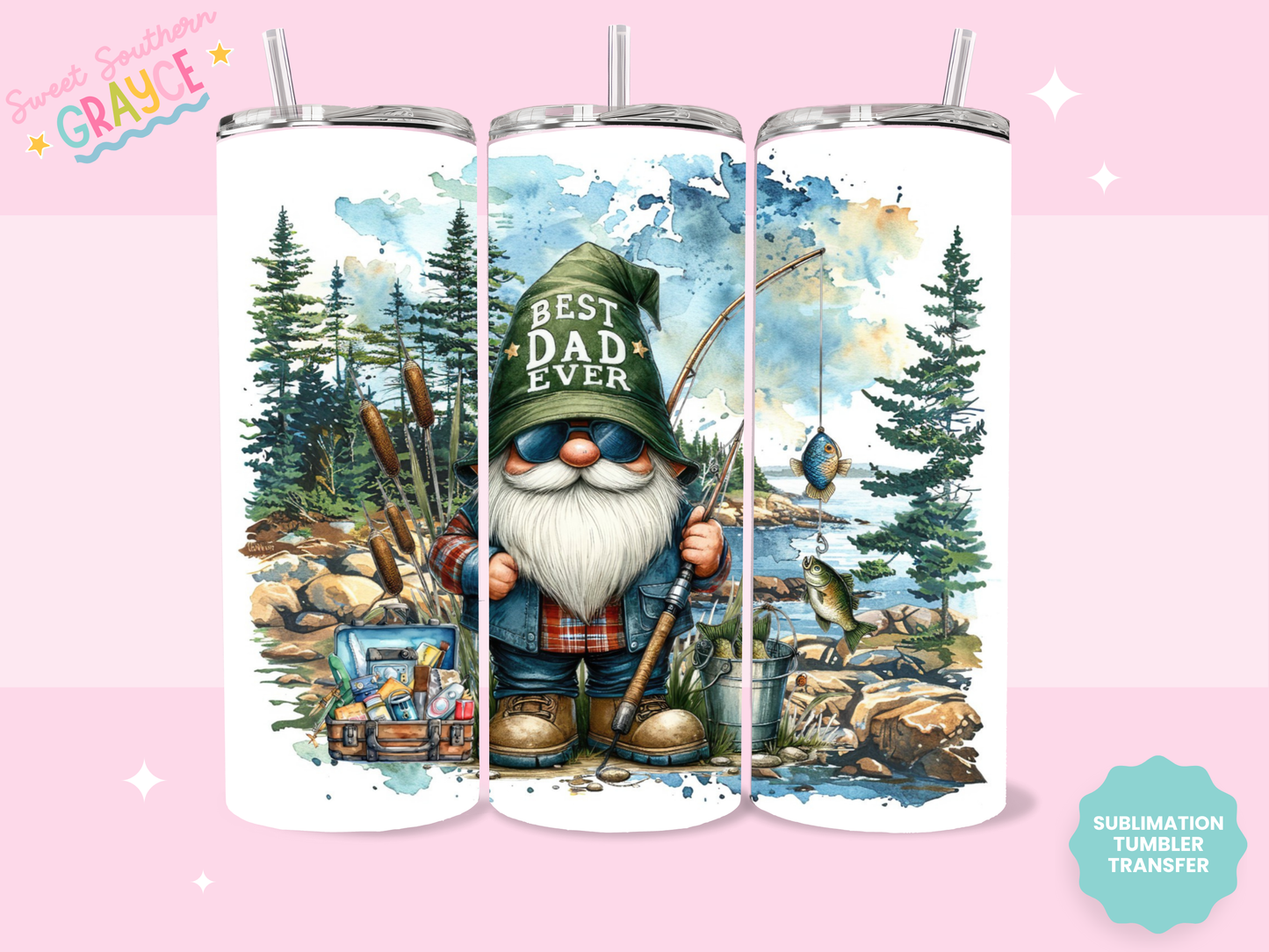 20oz SUBLIMATION TRANSFER - BEST DAD GNOME