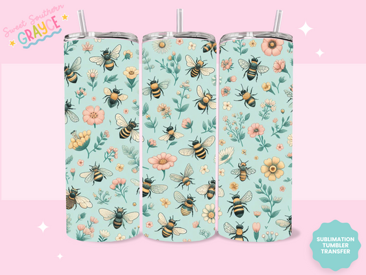 20oz SUBLIMATION TRANSFER - FLORAL BEE