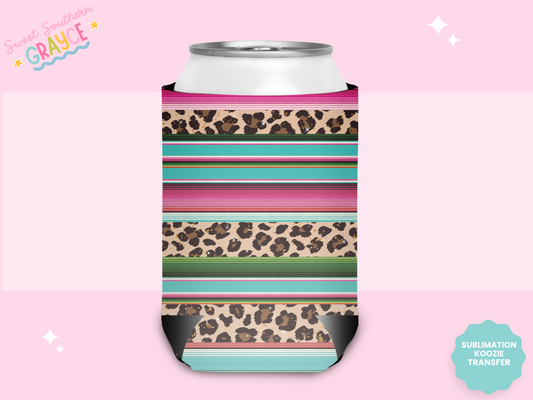 CAN KOOZIE SUB TRANSFER - BOHO CHEETAH STRIPES