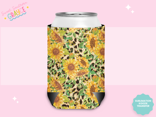 CAN KOOZIE SUB TRANSFER - CHEETAH SUNFLOWERS