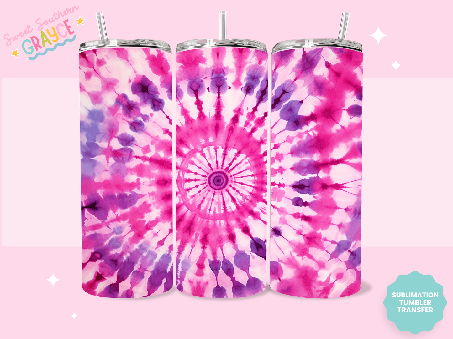 20oz SUBLIMATION TRANSFER - PINK TIE DYE