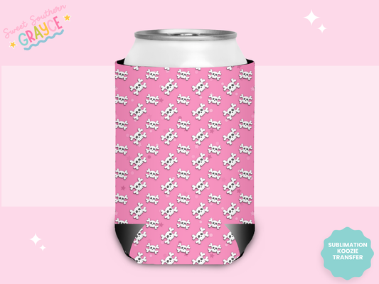 CAN KOOZIE SUB TRANSFER - PINK SKULLS