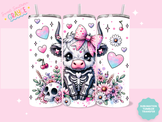 20oz SUBLIMATION TRANSFER - SKELETON COW