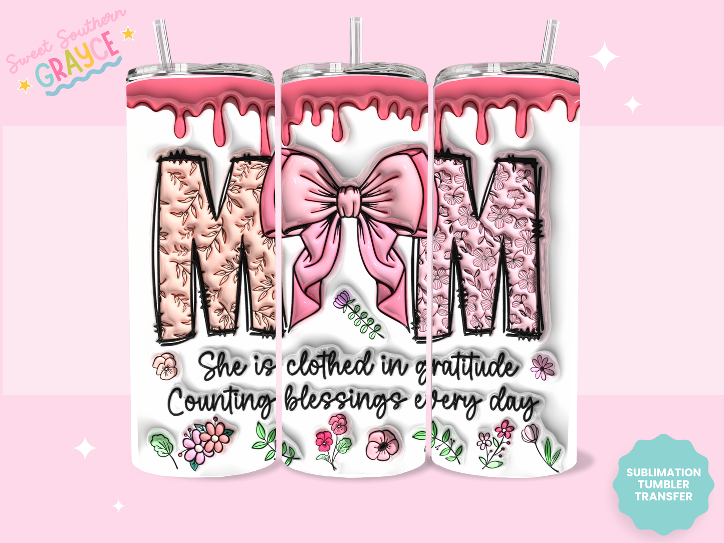 20oz SUBLIMATION TRANSFER - MOM BOW