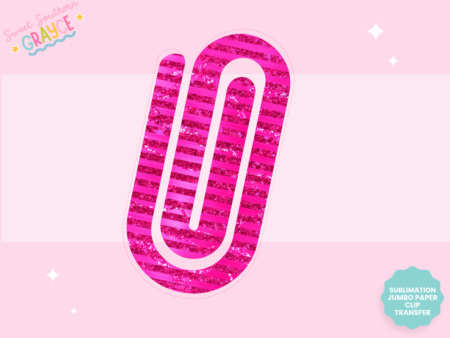 JUMBO PAPER CLIP SUB TRANSFER - GLITTER PINK STRIPES