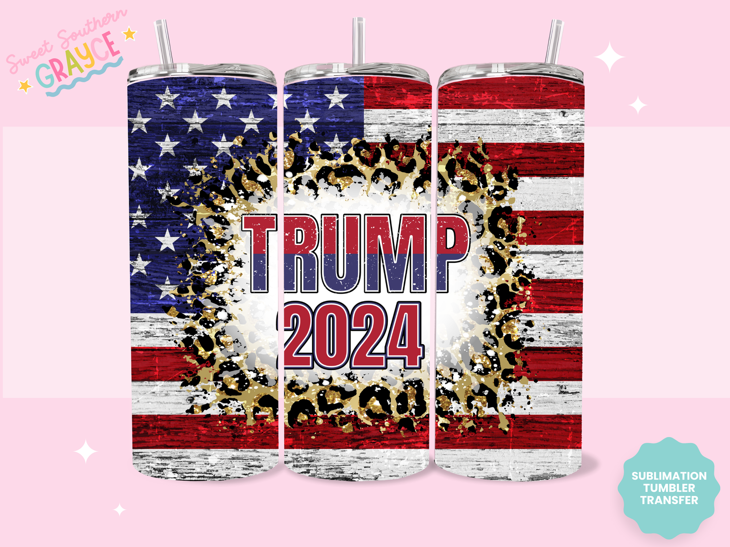 20oz SUBLIMATION TRANSFER - TRUMP 2024 CHEETAH