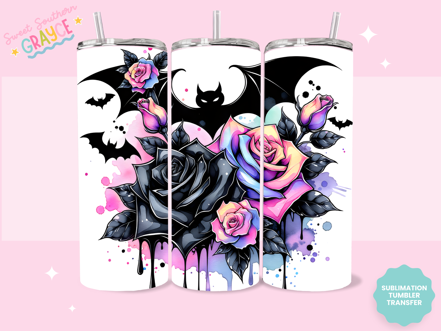 20oz SUBLIMATION TRANSFER - FLOWER BATS