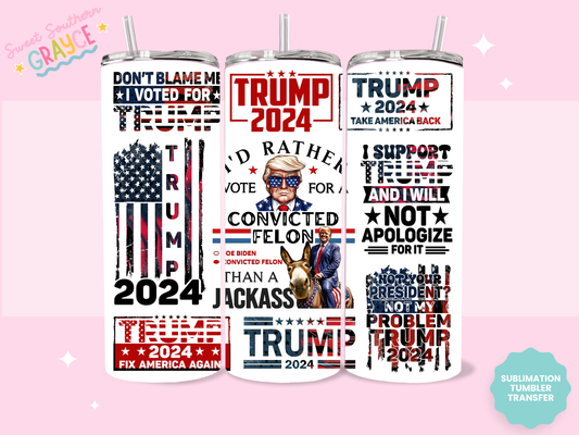 20oz SUBLIMATION TRANSFER - TRUMP 2024