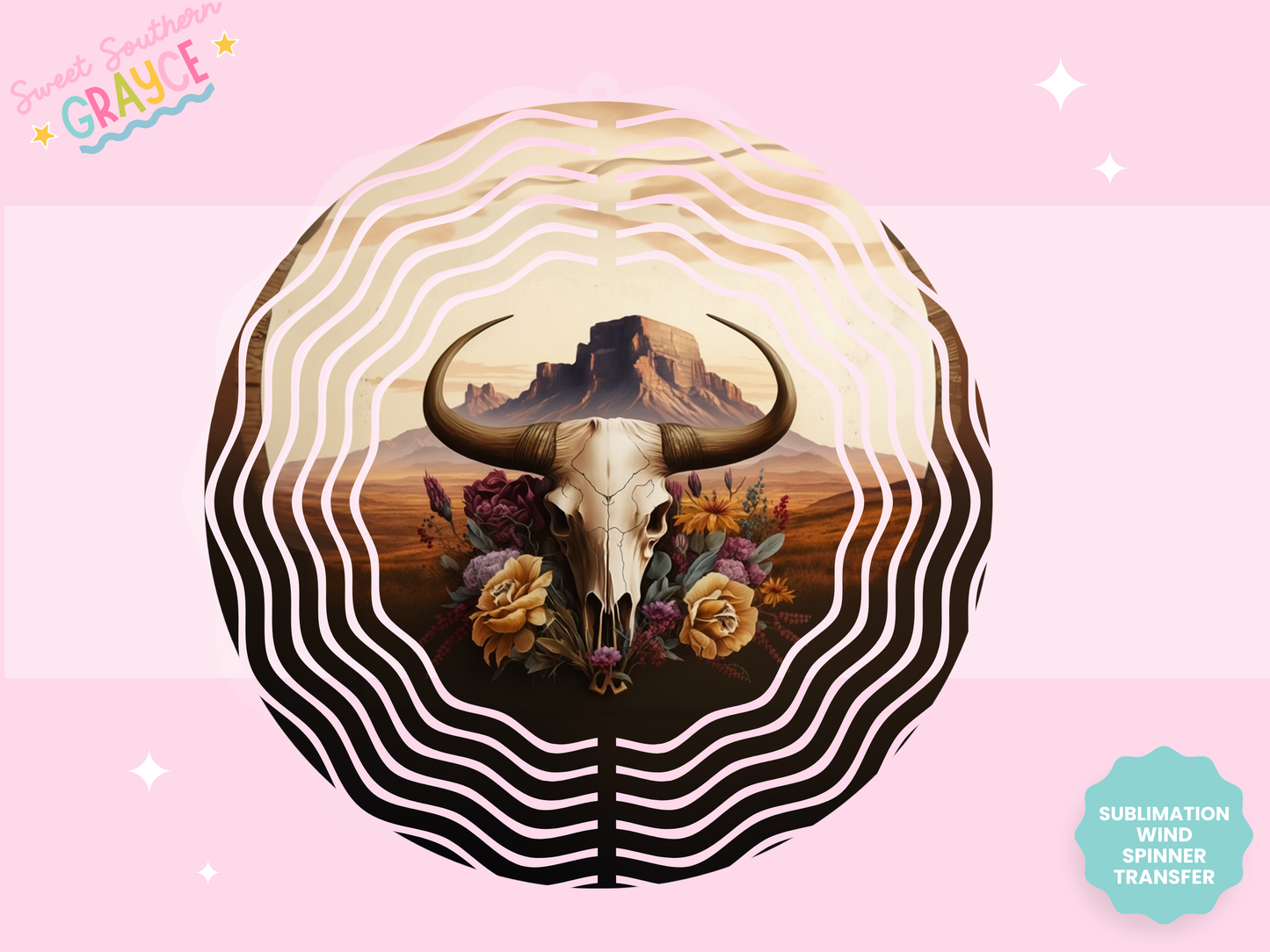 WIND SPINNER SUB TRANSFER - DESERT SKULL FLORAL