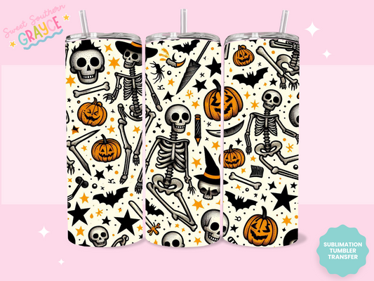 20oz SUBLIMATION TRANSFER - SKELETON HALLOWEEN