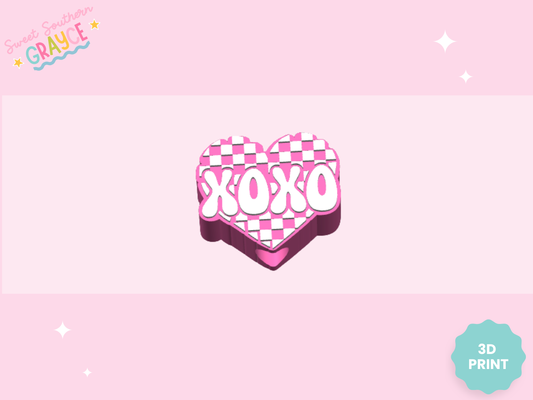 3D STRAW TOPPER- PINK XOXO HEART