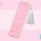 BOOKMARK SUBLIMATION TRANSFER - PINK WITH GOLD STRIPES