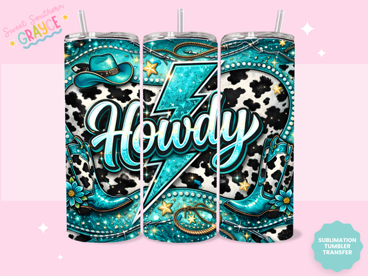20oz SUBLIMATION TRANSFER- TEAL HOWDY