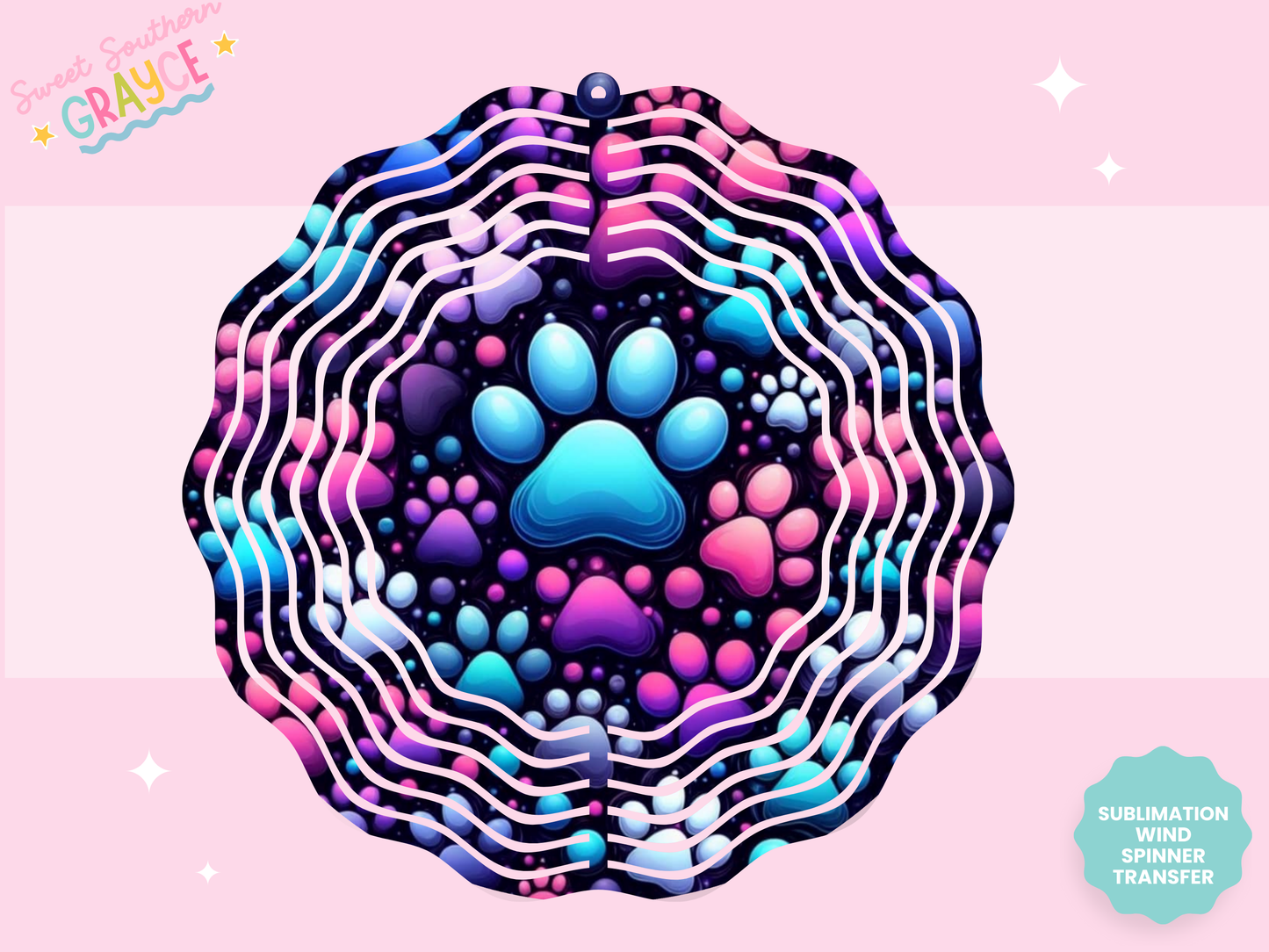 WIND SPINNER SUB TRANSFER - COLORFUL DOG PAW
