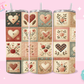 20oz SUBLIMATION TRANSFER- QUILT HEARTS