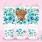40oz SUBLIMATION TRANSFER- HEIFER BLUE FLOWERS