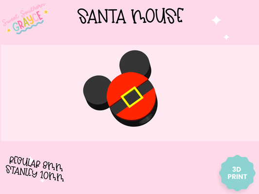 3D STRAW TOPPER- SANTA MOUSE