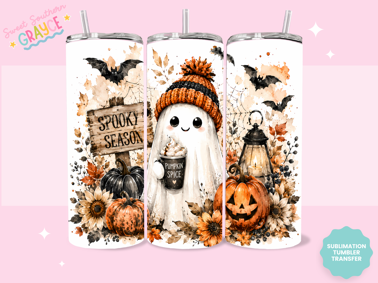20oz SUBLIMATION TRANSFER- SPOOKY SEASON GHOSTIE
