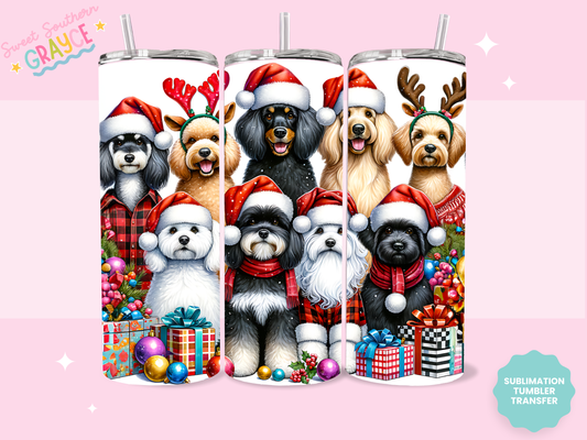 20oz SUBLIMATION TRANSFER - CHRISTMAS DOGS