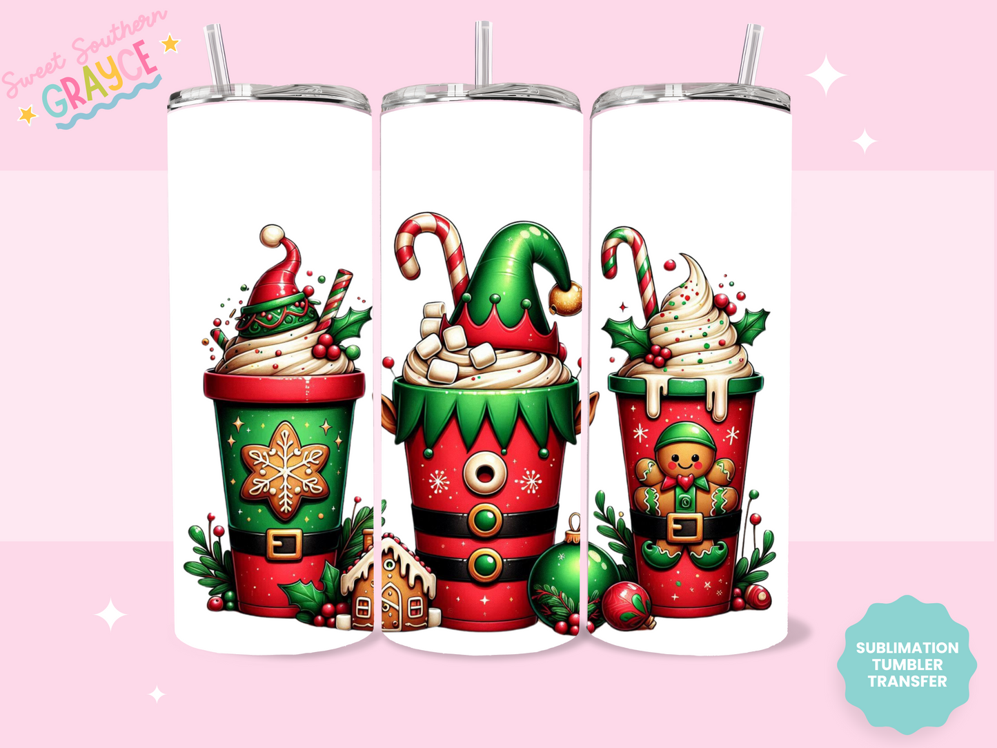 20oz SUBLIMATION TRANSFER - CHRISTMAS DRINKS #2