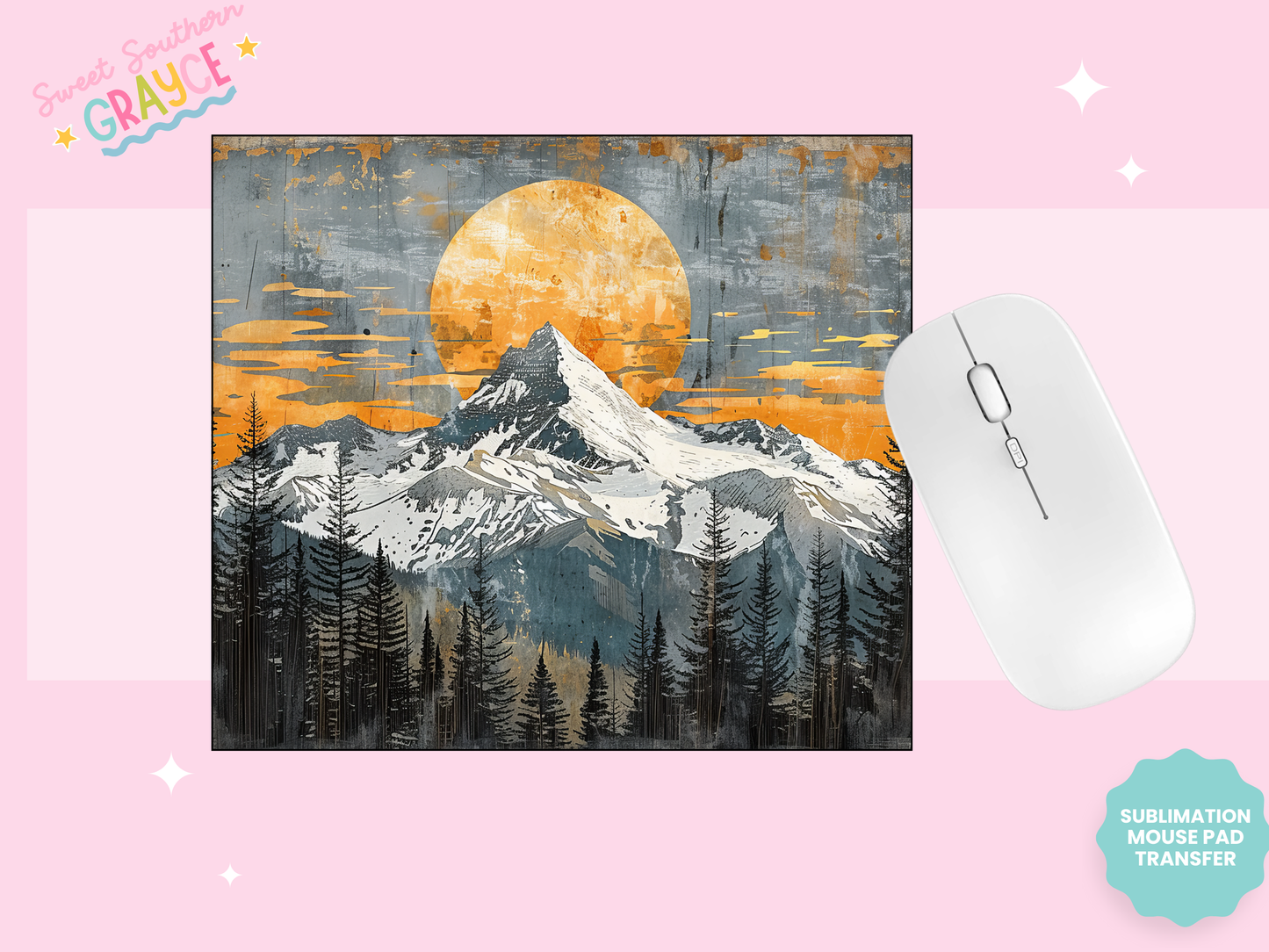 MOUSE PAD SUBLIMATION TRANSFER - MOUNTAINS