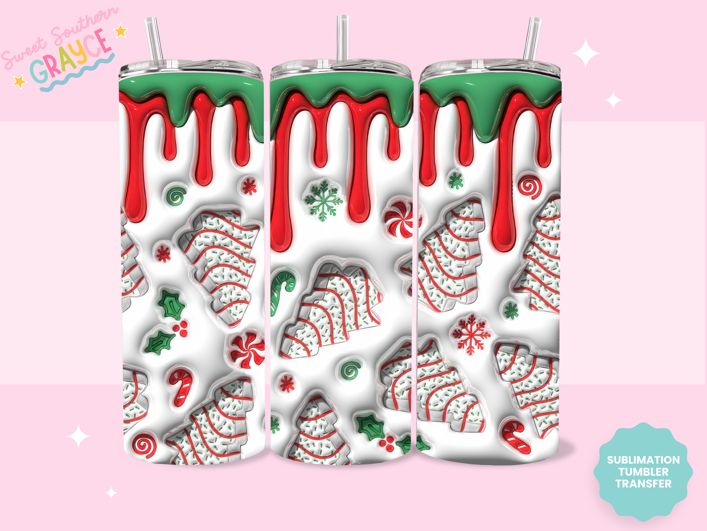 20oz SUBLIMATION TRANSFER - CHRISTMAS DRIP CAKE