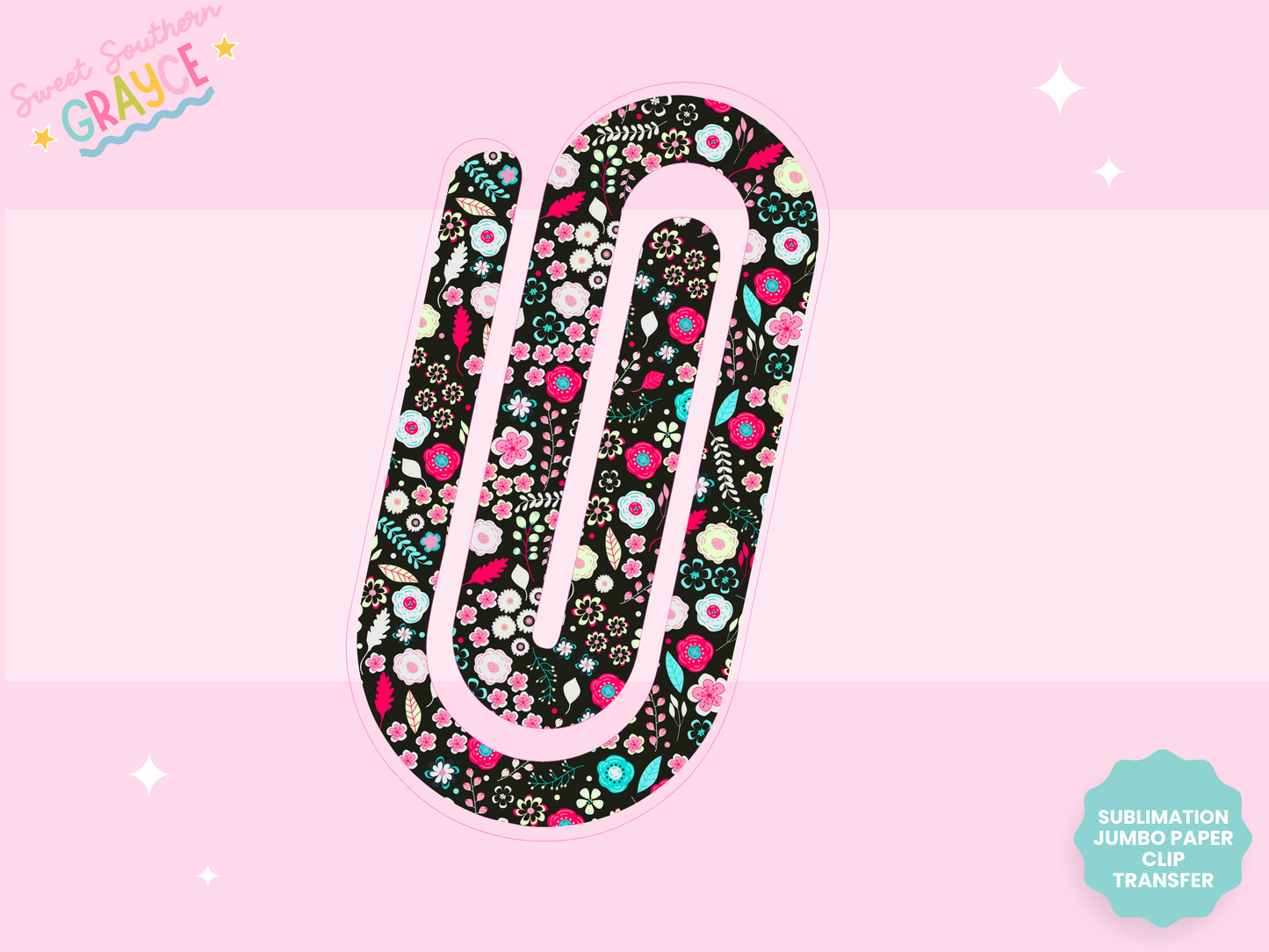 JUMBO PAPER CLIP SUB TRANSFER - DARK COLORFUL FLOWERS