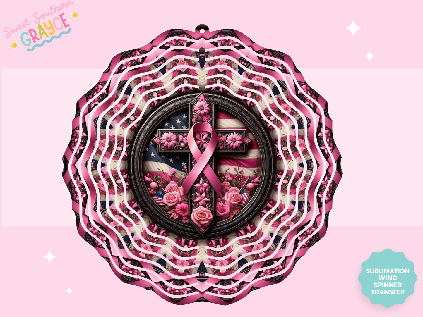 WIND SPINNER SUB TRANSFER - PINK RIBBON CROSS