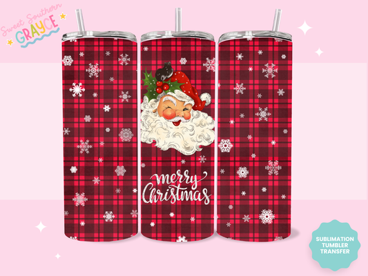 20oz SUBLIMATION TRANSFER - CHRISTMAS FLANNEL SANTA