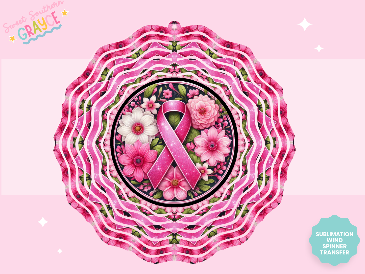 WIND SPINNER SUB TRANSFER - PINK RIBBON FLOWERS