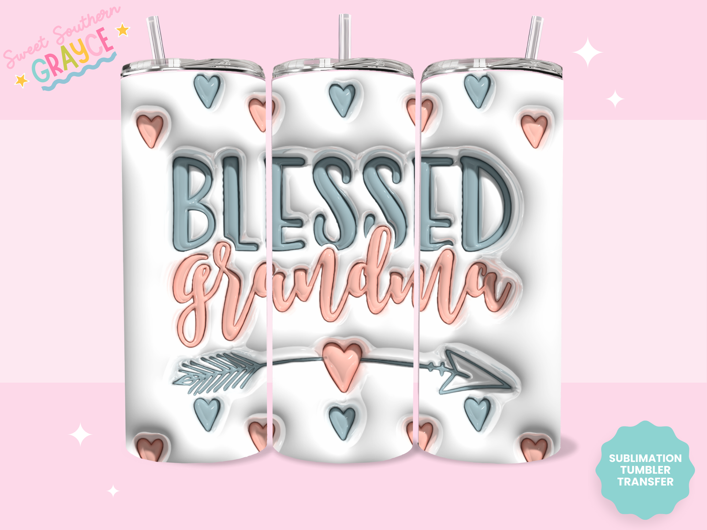 20oz SUBLIMATION TRANSFER - BLESSED GRANDMA