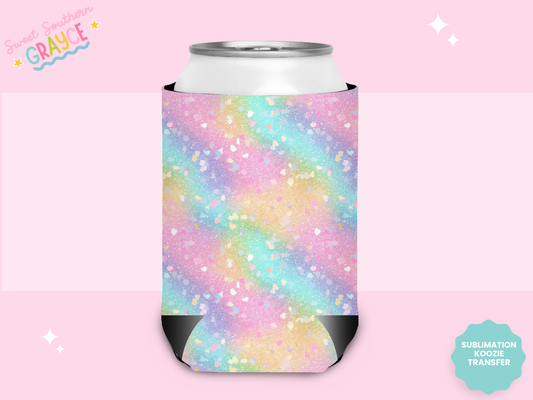 CAN KOOZIE SUB TRANSFER - PASTEL GLITTER RAINBOW