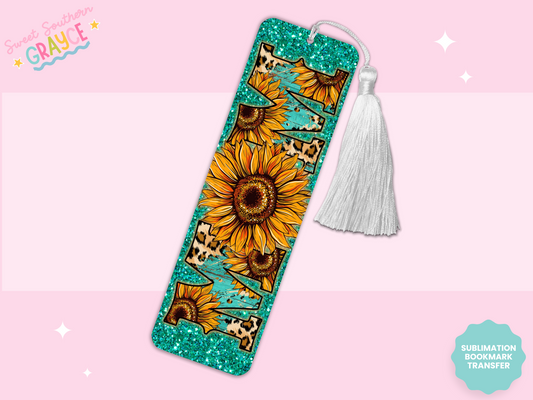 BOOKMARK SUBLIMATION TRANSFER - TURQ SUNFLOWER MOM