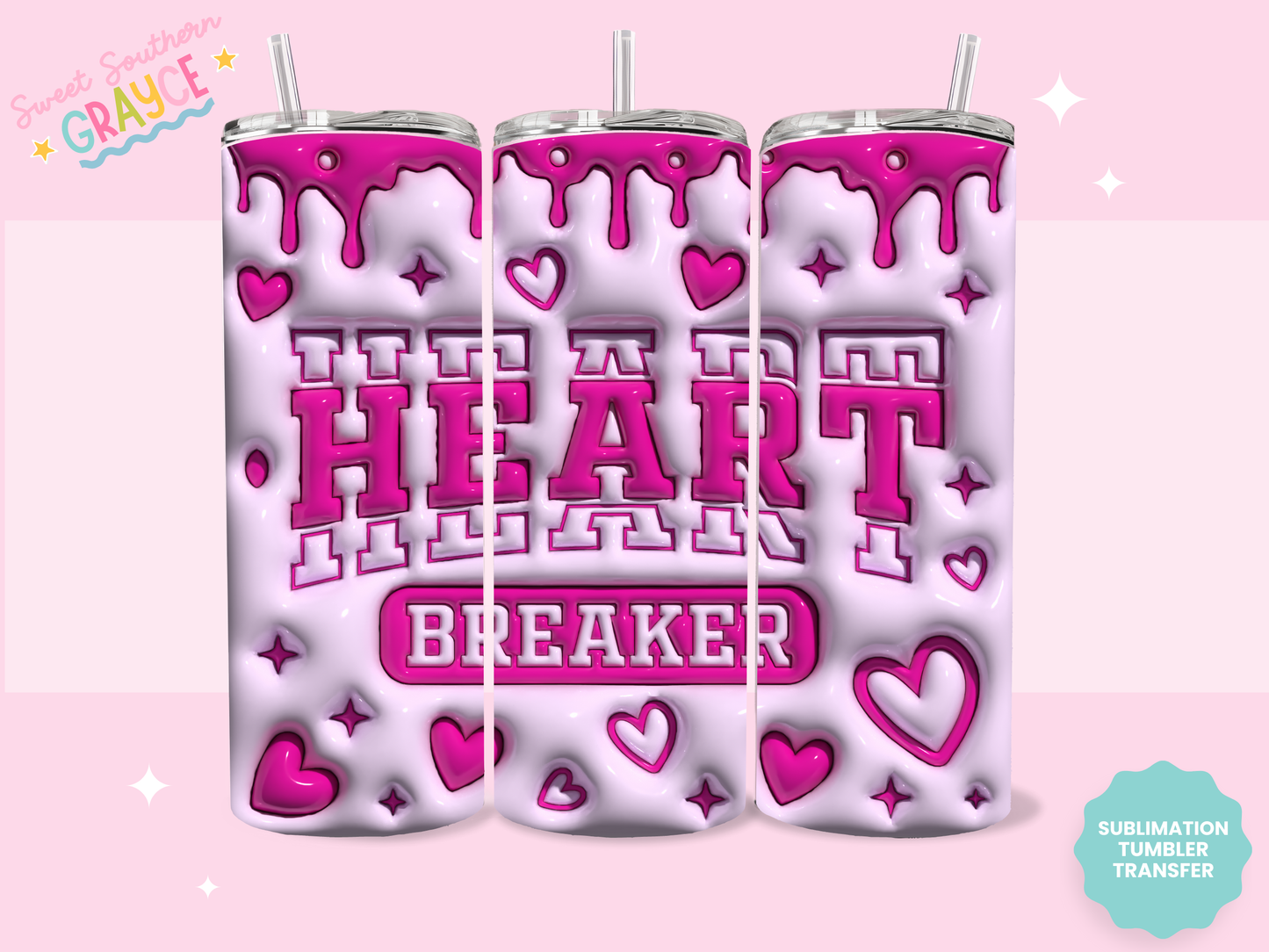 20oz SUBLIMATION TRANSFER - PUFFY HEART BREAKER