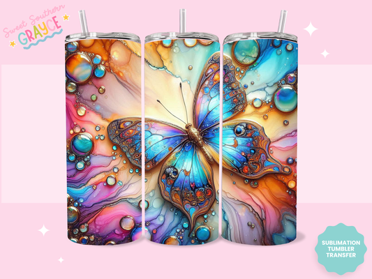 20oz SUBLIMATION TRANSFER - WATER BUTTERFLY