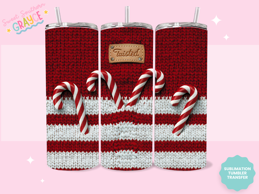 20oz SUBLIMATION TRANSFER - TWISTED CANDY CANES