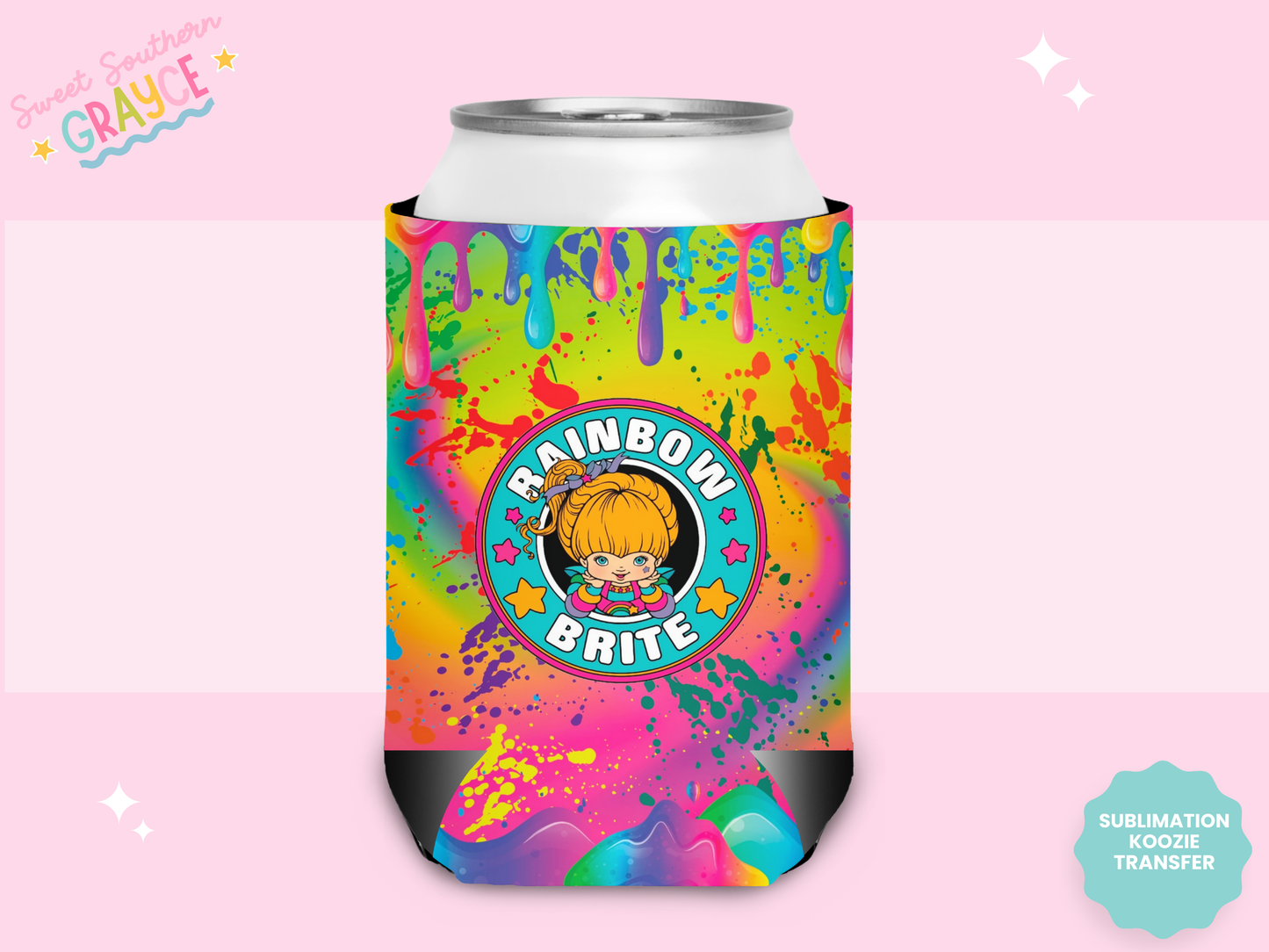 CAN KOOZIE SUB TRANSFER - RAINBOW BRITE TIE DYE