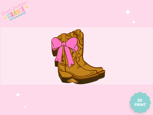 3D STRAW TOPPER- COWBOY BOOTS WITH BOW